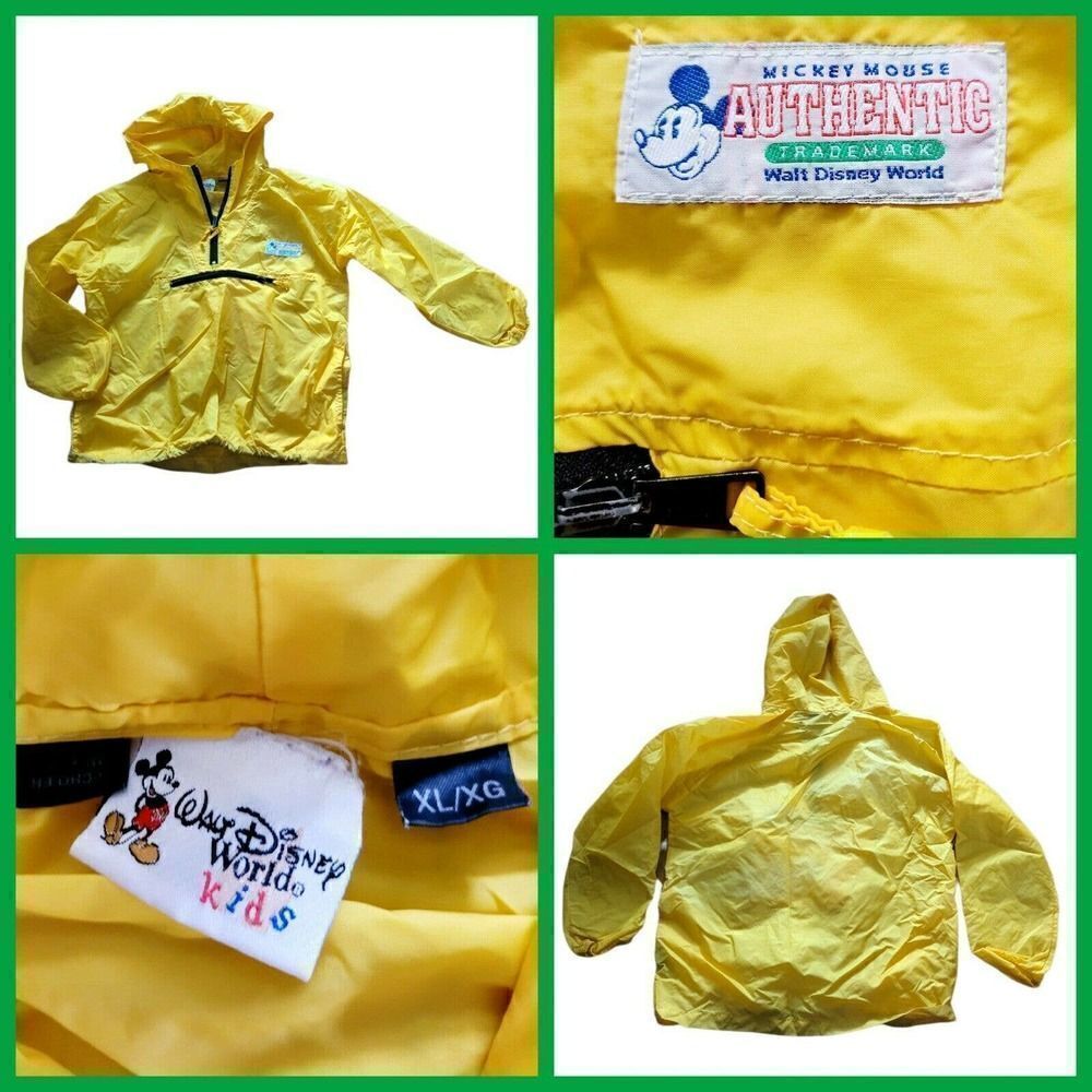 Walt Disney World Kids Mickey Mouse Yellow Pullover Raincoat Size XL